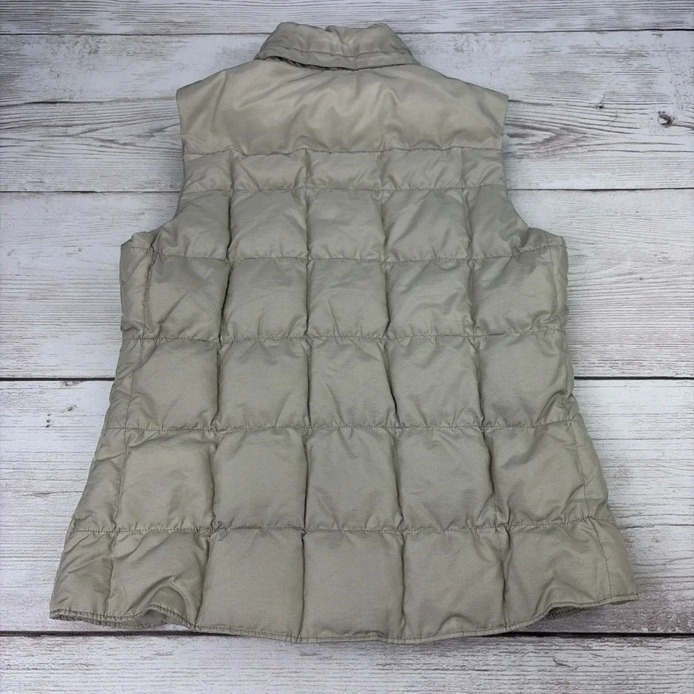 Eddie Bauer Women's Petite XS Goose Down Puffer Vest Taupe Full Zip Safari